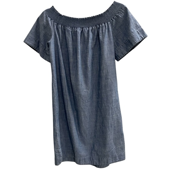 J. Crew Denim Blue Smocked Chambray Denim Dress Size 6 Petite - Picture 2 of 6
